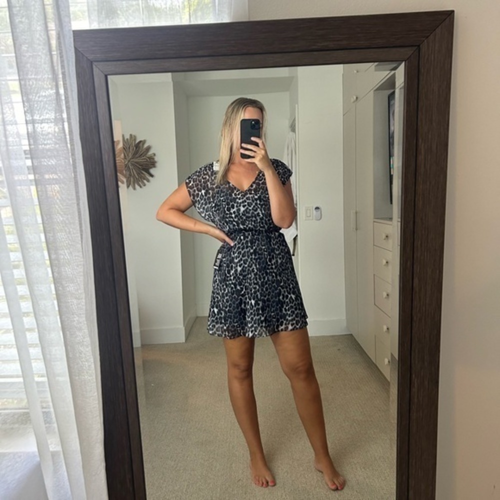 Express Black and White Leopard Print Mini Dress